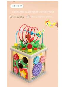 1 Set Baby Early Education Multi-Functional Hexagon Puzzle Box, Kids Shape Sorting Toy, Beads, Bug Catching, Piano Keys, Shape Recognition Educational Toy - Multicolor - View 8
