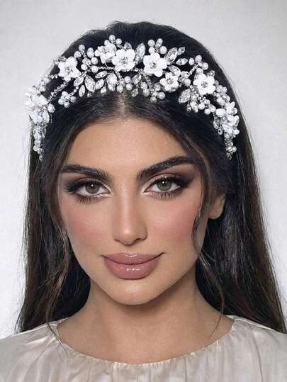 Elegant Floral Crystal Bridal Headband, Fashionable Wedding Hair Accessory For Bride And Bridesmaid