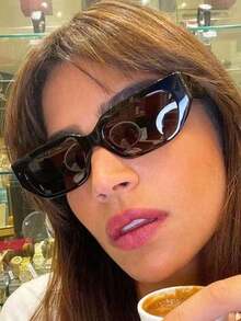1PC Rectangular Fashion Glasses, Fashionable Square Leopard Print Men's And Women's Glasses, Suitable For Wearing On Summer Outings/Vacations/Outdoor Picnics/Parties/Daily /Beach Parties, Women's Fashion Glasses, Beach Accessories, Elegant Aesthetics Beach Accessories For Women Glasses Shades Basics Fall Winter Women Outfits Clothes Business Casual Gifts Color Blocking Boho Vacay Vibes For Summer Beach Vacation, Outdoor, Travel Leopard Tortoise Shell Bohemia Style Rectangle Frame For Vacay, Beach, Travel Preppy Style For Back To School - 豹紋鏡框,棕色鏡片 - 查看 4