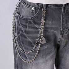 1 chiếc dây đeo eo kim loại phong cách Hip-Hop, dây đeo phụ kiện quần jeans kiểu Punk, mặt dây chuyền hình trái tim độc đáo, thích hợp đeo hàng ngày. - Bạc - Xem 4