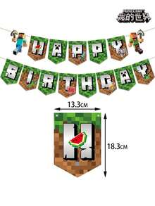 Fournitures pour fête Minecraft - Fanions, Décor de fond en spirale, Convient pour diverses fêtes - Multicolore - Voir 4