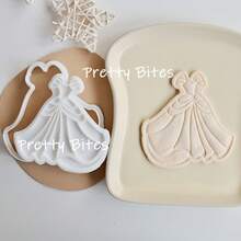 Khuôn cắt bánh hình váy công chúa, khuôn dập nổi bánh quy, khuôn làm bánh cưới, khuôn làm bánh sinh nhật, khuôn dập nổi bánh fondant, khuôn làm bánh bằng đường. - trắng - Xem 6