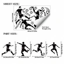1 pieza Pegatina de pared con silueta de jugador de fútbol, diseño de jugador de fútbol pasando y disparando, papel tapiz autoadhesivo y removible, adecuado para decoración de sala de estar, dormitorio, armario, para la Copa de Fútbol 2026 - fútbol americano - Ver 12