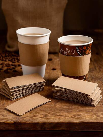 Bộ 10/50/100 chiếc ống giấy gợn sóng dùng giữ nhiệt cho cốc, cốc giấy Kraft, ống giấy gợn sóng giữ nhiệt cho trà sữa, cà phê và đồ uống nóng, thích hợp cho gia đình, văn phòng, quán cà phê, nhà hàng, nhà bếp, tiệc tùng.