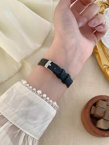 方形女士石英表 时尚复古 精致阿拉伯数字刻度 适合日常佩戴 生日/毕业礼物 - 黑色 - 查看 6