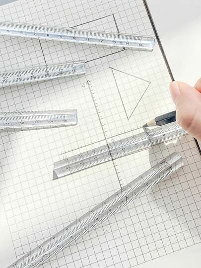 1 pieza Regla triangular transparente creativa de 15 cm y 20 cm, regla triangular tridimensional para estudiantes, útil de dibujo portátil para matemáticas