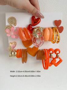 1-10 Pairs Random Heart, Letter, Vintage, Geometric Exaggerated Fashion Earrings Set, Blind Box Combination, Suitable For Women's Party, Wedding, Graduation, Birthday, Ramadan, Mother's Day, Valentine's Day, Christmas, New Year, Daily Wear - Multicolor - View 2