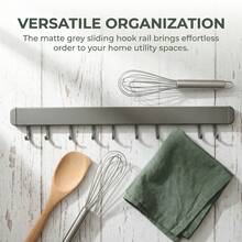 Kitchen Hanging Hook Rack, Adhesive Wall Mount Movable Utensil Pot Spatula Spoon Storage Organizer - Multicolor - View 5