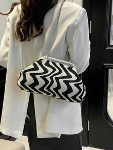 Túi xách cầm tay/đeo chéo/đeo trang điểm họa tiết da báo thời trang. - trắng - Xem 8