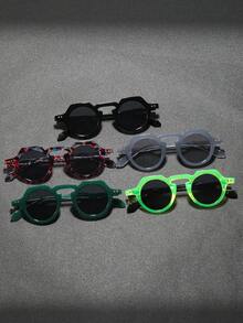 1 Cặp kính nam gọng tròn nhỏ bằng nhựa PC, kiểu dáng punk, đính đinh tán, phong cách đường phố retro, thích hợp cho các bữa tiệc và tụ họp. - Nhiều màu - Xem 1