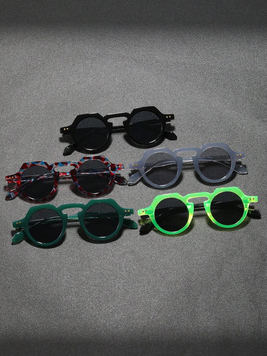 1 Cặp kính nam gọng tròn nhỏ bằng nhựa PC, kiểu dáng punk, đính đinh tán, phong cách đường phố retro, thích hợp cho các bữa tiệc và tụ họp. - Nhiều màu - Xem 1