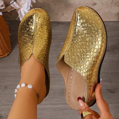 1 Pair Fashionable & Comfortable Slip-On Mule Shoes, Versatile Backless Loafers Suitable For Spring, Summer & Autumn, Black And Beige Women's Platform Wedge Shoes