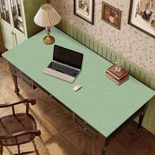 1 Roll Of Green Linen Wallpaper, Ready To Be Peeled And Pasted, Cabinets And Detachable Wallpaper, Textured Sticky Detachable Contact Paper Suitable For Bathroom, Bedroom, Living Room, Home Decoration - Green - View 9