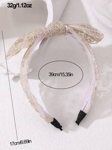 1件女士优雅甜美蕾丝蝴蝶结发带，适合日常佩戴、春夏、度假、婚礼、新娘搭配 - 彩色 - 查看 7