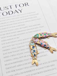 1件海洋生物主题鱼形项链吊坠，时尚优雅，适合日常佩戴 - 金黃色 - 查看 6