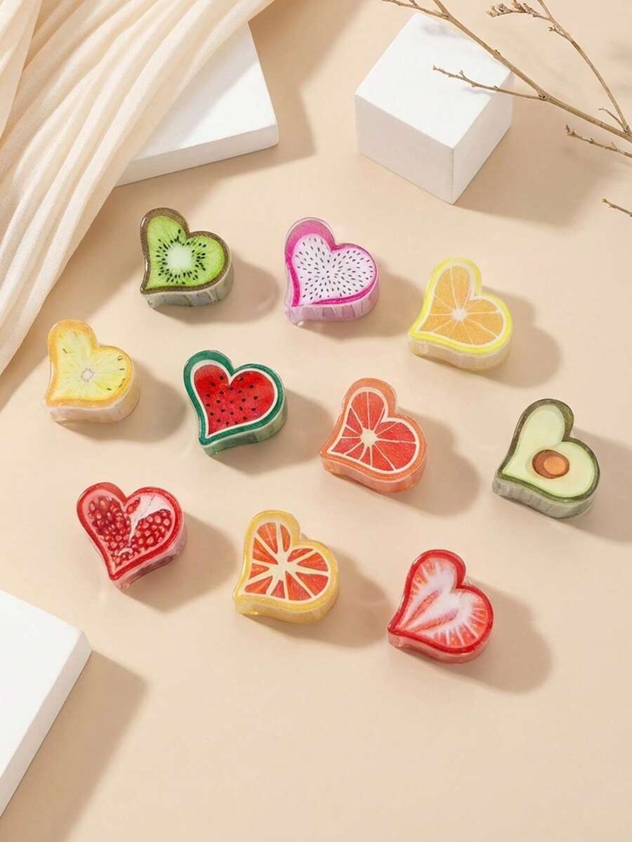 10pcs Girls' Spring And Summer Sweet And Cute Fruit Hair Clips, Suitable For Everyday Wear And Can Also Be Used As Gifts - Multicolor - View 1