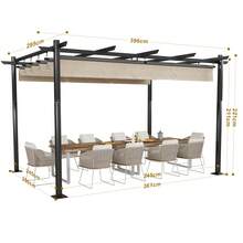 Devoko Gunji 3x3/3x4m Gazebo, Stable, Cold-Resistant, With Magnetic Fastening, Pergola With Adjustable Shade Area, Aluminum Frame, For Garden And Patio Roofing, Beige/Grey - Beige - View 10