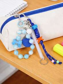 Móc khóa dây bện Dopamine Fashion Accessory với hạt chữ cái và mặt dây chuyền hình quả bóng bàn, phụ kiện trang trí túi xách cá nhân hóa. - Nhiều màu - Xem 1