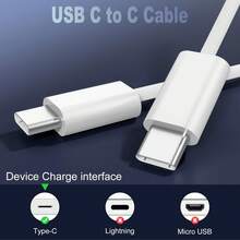 20W USB-C PD 快充适配器，配备 3.3 英尺编织线缆，适用于 17/16 系列、S25/S24/S23/S22/S21 Ultra Plus，支持高速充电和数据同步 - 白色 - 查看 6