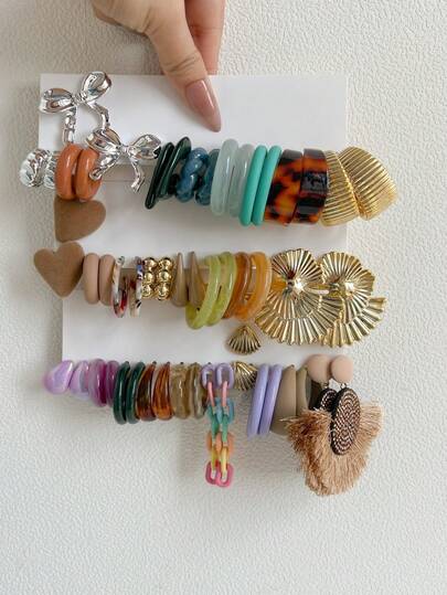 Bộ 1-20 đôi bông tai tua rua hình trái tim, đồng xu cổ điển, kiểu dáng hình học phóng đại, hộp kín, phù hợp cho nữ giới, dịp tốt nghiệp, sinh nhật, tiệc tùng, Ramadan, Ngày của Mẹ, Ngày Valentine, Giáng sinh, Năm mới, và đeo hàng ngày.