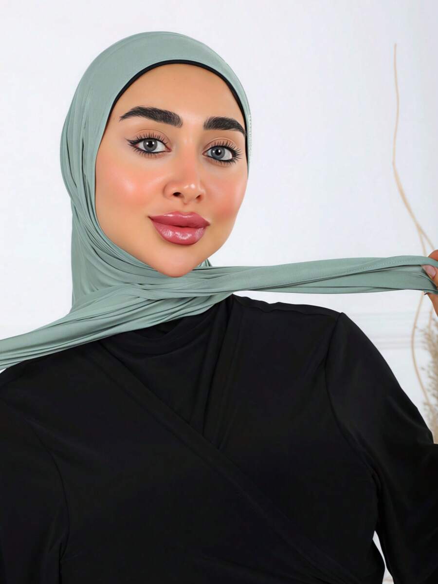 1件装速戴三角头巾，一体式系带设计，快速佩戴不滑落，无需内衬帽，适合日常佩戴、祈祷和外出。 - 彩色 - 查看 1