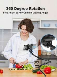 Soporte ajustable para teléfono con cuello de cisne - Brazo flexible de 360°, adecuado para cama y escritorio, material ABS, diseño resistente al agua - Soporte de mesita de noche, compatible con iPhone 15 Pro Max/Plus, teléfonos Android, regalo de cumpleaños para familia y amigos, rotación de 360°, soporte de mesita de noche inclinable - Multicolor - Ver 4