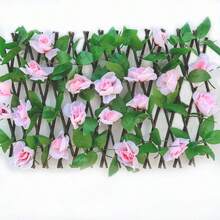 1件装可伸缩人造常春藤花卉隐私屏风 - 饰以绿叶和花朵，采用耐用塑料制成，适合全年室内外用作装饰隔断。是花园、露台、婚礼和其他场合提升视觉效果的理想之选。易于安装，装饰性花园围栏 - 彩色 - 查看 8