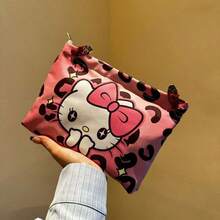 SANRIO New Leopard Print Cartoon Cat Makeup Bag, Large Capacity Minimalist Portable Niche Cosmetic Pouch - View 6