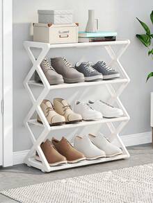 1pc Minimalist X-Shaped Multi-Functional Double-Layer Steel Pipe Assembled Shoe Rack, Home & Dorm Use, Dust-Proof - Multicolor - View 10