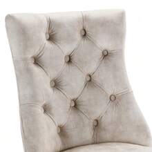 4-Legged Chair, Beige Velvet Dining Chair, High Backrest, With Button Tufting, Solid Wood Frame, (Set Of 2) - 淺灰色 - 查看 10