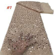 Vải ren châu Phi mới nhất dành cho váy cưới của phụ nữ Nigeria năm 2026, chất lượng cao, vải ren tulle đính ngọc trai kiểu Pháp. - C - Xem 3