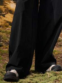 CAMEL CROWN Pantalones casuales para hombre, pantalones rectos de seda de hielo para primavera/verano con protección solar, ajuste delgado, secado rápido, cintura suelta y cintura alta - Fantasma negro - Ver 3