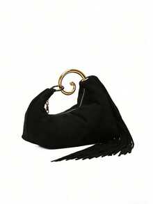 Túi xách tua rua cao cấp phong cách retro Âu Mỹ mới, mang vẻ quyến rũ quý phái, túi thời trang dự tiệc tối dành cho nữ. - màu đen - Xem 4