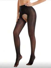 1/2pcs Women's Sexy Open Crotch Stockings - Black - View 11