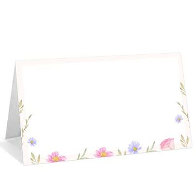 24/48 Pcs Flower Place Cards, Editable Name Cards For Table Setting, Tent Cards Food Label For Dinner Party, Bridal Shower, Wedding, Baby Shower And Events
