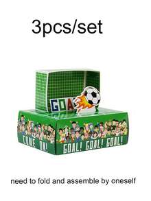 3pcs/Set Football Themed Party Gift Box, Football Decor Candy Box, Green Football Field Design Sports Birthday Party, World Cup, Match Day, Football Theme Event Decoration - A - View 6