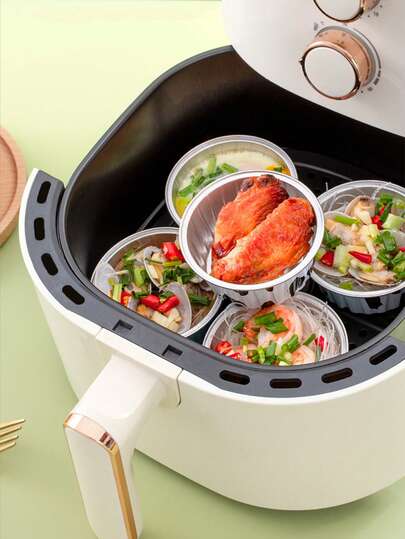 5/10/50pcs Aluminum Foil Cupcake Cups, Multipurpose Disposable Pastry Cups, Small Round Cake Containers, Suitable For Holding Cold & Hot Food, Ideal For Parties, Weddings, Family Gatherings, Birthdays, Picnics, BBQs, Holidays