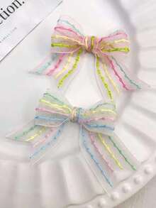 1 Roll 275 Inches Rainbow Striped Organza Satin Ribbon, 0.98 Inch Width, Soft And Vibrant Colors. This Lightweight Polyester Material Is Perfect For Gift Wrapping, Christmas And Holiday Decorations. - Multicolor - View 4
