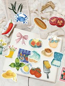54 piezas de pegatinas con estilo romántico mediterráneo con diseños lindos y frescos, perfectas para suministros de diario, planificadores, portátiles, fiestas, guitarras, sobres, maletas, escritorios y decoraciones de regalos - pegatinas divertidas, pegatinas para Kindle, suministros para scrapbooking, pegatinas para portátil papelería manualidades libro de sticker estikers - 54 unidades/paquete - Ver 2