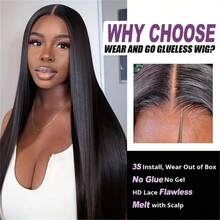 8-34 Inch 13x4 High Density Brazilian Virgin Hair Full Lace Front Wig And 5*5 Glueless Front Wig 200% Density, #1B Black With Honey Blonde, Pre-Cut Hairline, Pre-Cut Bangs, Suitable For Daily Wear, Party, Christmas - Natural & Black - View 9