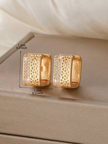 1 Đôi bông tai đinh tán vuông đính đá Cubic Zirconia thanh lịch, thiết kế dành cho nữ, phù hợp để đeo hàng ngày. - Nhiều màu - Xem 5