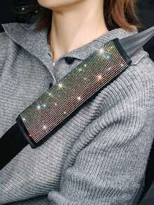 2pcs Shiny Universal Seat Belt Cover, Women's Diamond Sequin Seat Belt Pad, Crystal Rhinestone Car Seat Belt Cover, Soft Comfortable Car Seat Belt Shoulder Pad, Suitable For All Cars And Backpacks - Style a - View 21