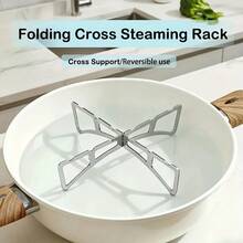 4/2 piezas Rejilla plegable resistente al calor de acero inoxidable/Rejilla plegable para vaporera/Rejilla portátil para vaporera, soporte aislante de agua/calor para el hogar y la cocina, fácil de limpiar y durable, herramienta de cocina esencial para barbacoa al aire libre, picnic, camping - Multicolor - Ver 4