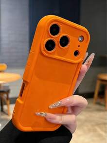 Soft Silicone Shockproof Phone Case, Compatible With IPhone 17, 16, 15, 14, 12, 13, 11 Pro Max Plus, Pure Orange Color, Full Camera Protection Phone Case - Orange - View 2
