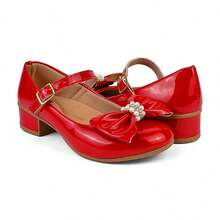Girls' Heeled Ballet Flats, Sizes 28 To 36, Direct From The Factory, Super Comfortable 101-503 - 紅色 - 查看 3