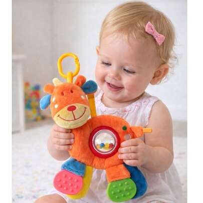 Chocalho Com Mordedor Sensorial Girafa Colorido Love