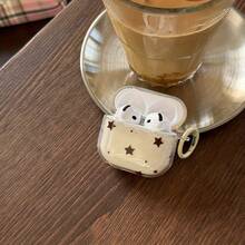 Translucent Starry Powder Blue Rice + Hoop Earphone Case, Compatible With Apple 4 Case Fashionable Women's Earphone Case / Minimalist Earphone Case - 白色 - 查看 8