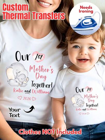 1/5/10 miếng decal chuyển nhiệt tùy chỉnh, decal chuyển nhiệt tự làm đầu tiên dành cho Ngày của Mẹ, món quà sáng tạo cho các bà mẹ mới sinh, decal chuyển nhiệt tên năm 2026 mới, kỷ niệm gia đình cá nhân hóa, decal chuyển nhiệt tùy chỉnh cho quần áo – phim chuyển nhiệt DTF cá nhân hóa cho áo phông, miếng vá ủi cá nhân hóa, phim chuyển nhiệt DTF.