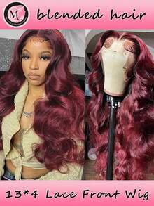 Tóc pha trộn được làm từ tóc người kết hợp với sợi tổng hợp và sợi protein. Tóc giả ren phía trước tổng hợp, ren 13*4, mật độ 180%, tóc giả sóng nhẹ, tóc giả gợn sóng có tóc con dành cho phụ nữ sử dụng hàng ngày và dự tiệc, tóc giả ren phía trước màu nâu tự nhiên, không cần keo, đã được tỉa sẵn (kiểu tóc bob 8-16 inch). - S99J - Xem 2