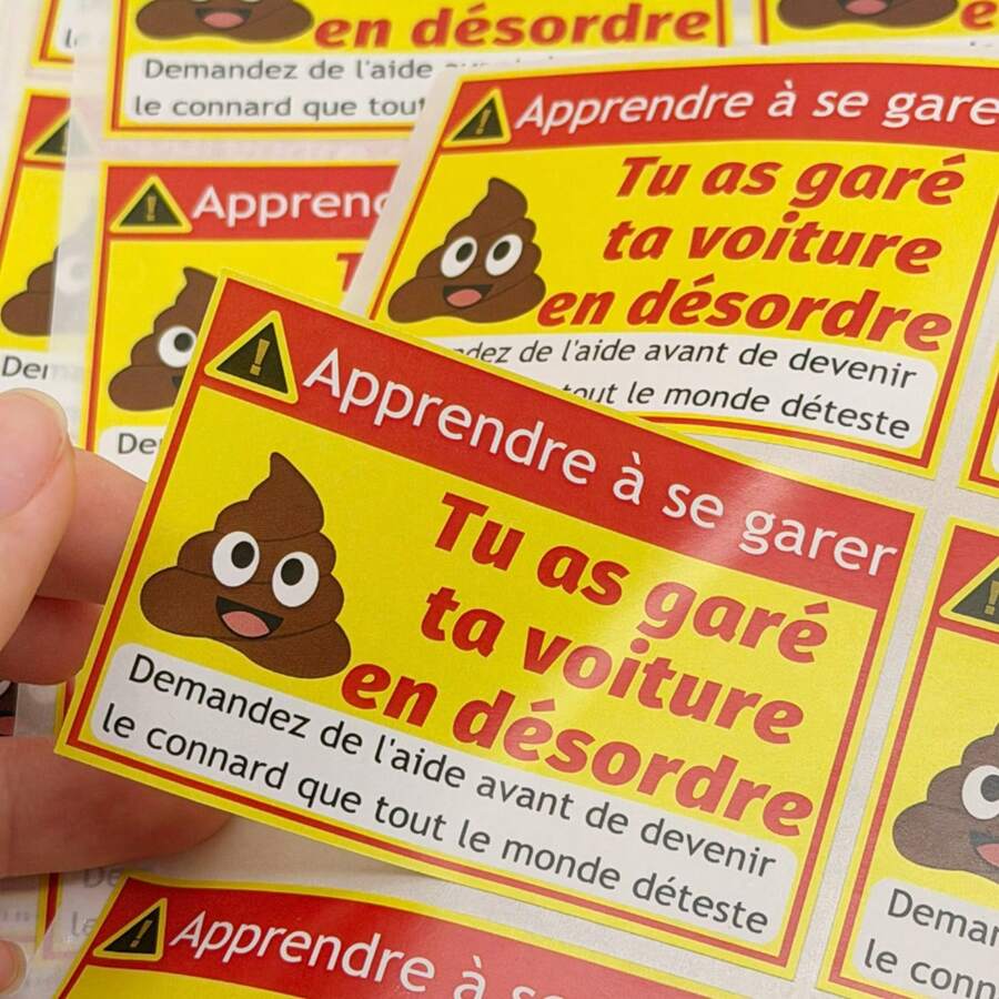 120pcs French Parking Violation Stickers Illegally Parked Decal 2x3 Inch Multi Reasons Parking Violation Label Funny Prank It's Time To Punish Parking Lot Idiots Gag Gift - A - View 1